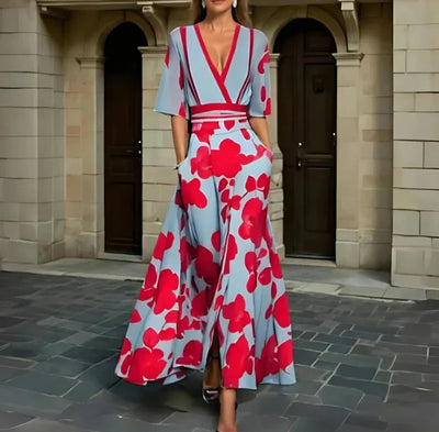 Nelle Elegant Floral Wrap Dress